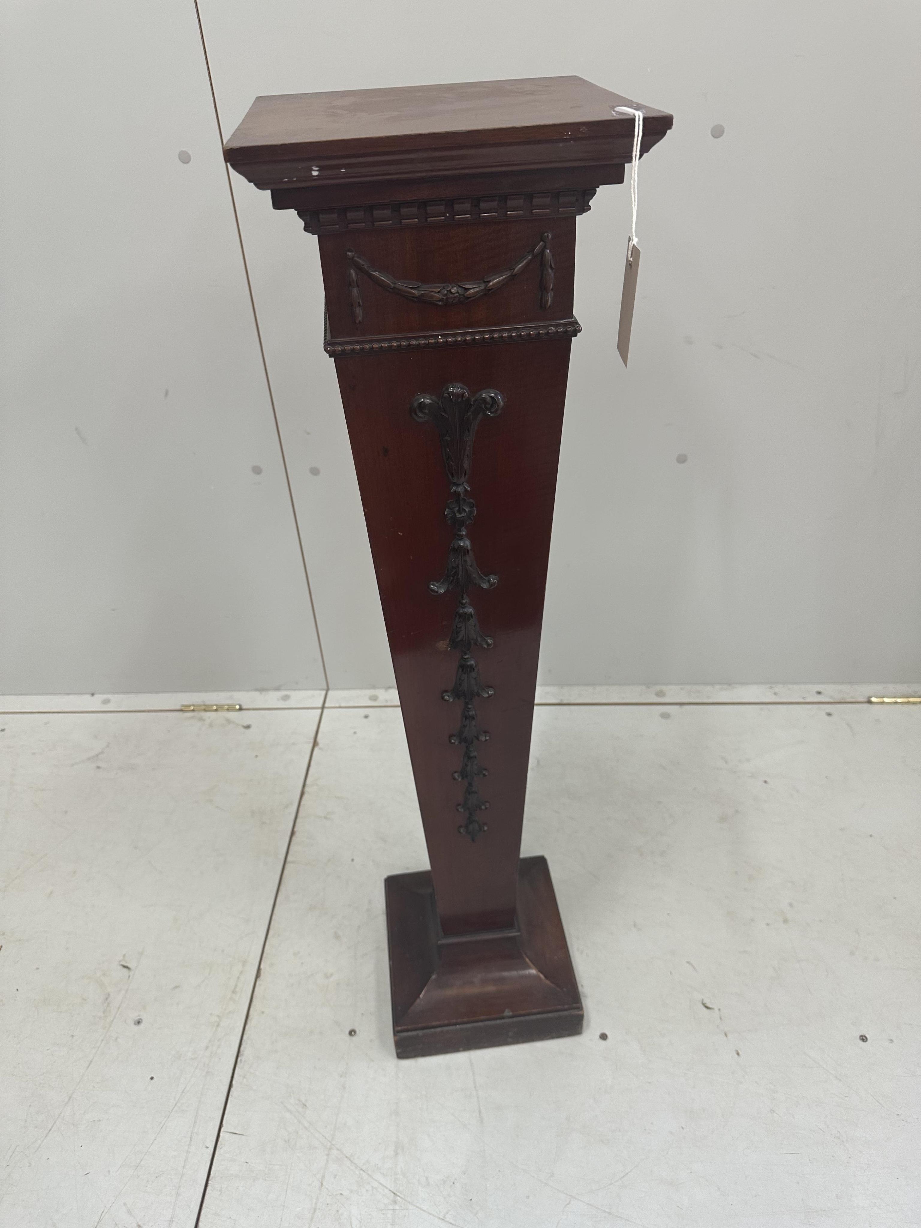 An Edwardian mahogany pedestal, height 99cm. Condition - fair